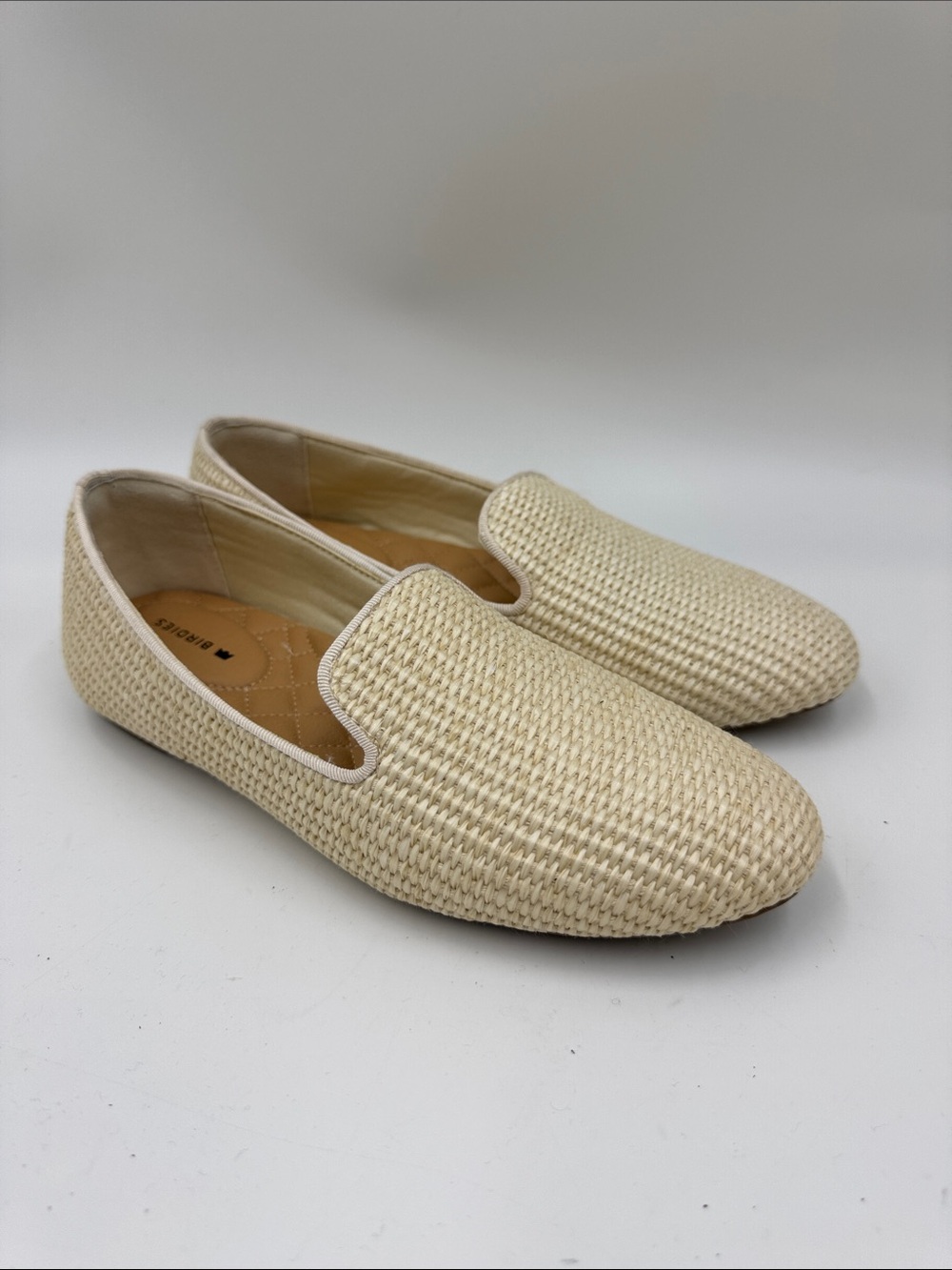 Birdies Cream Woven Slip-On Loafers